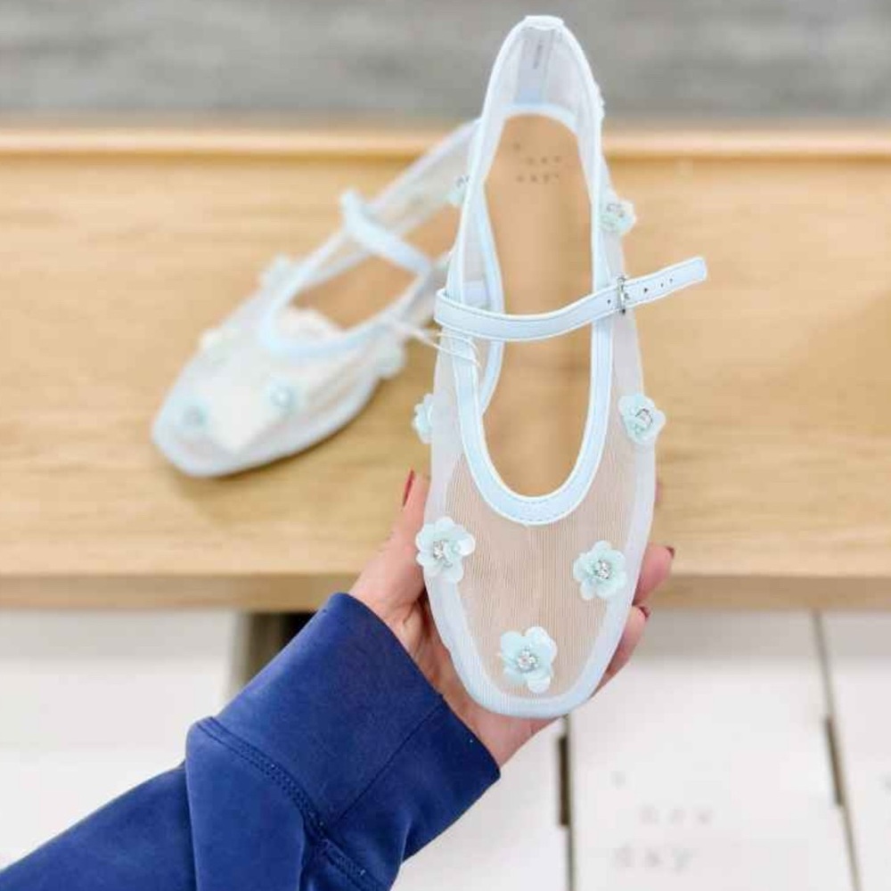 Viral Sold Out Blue Floral Mary Jane ballerina  Shoes